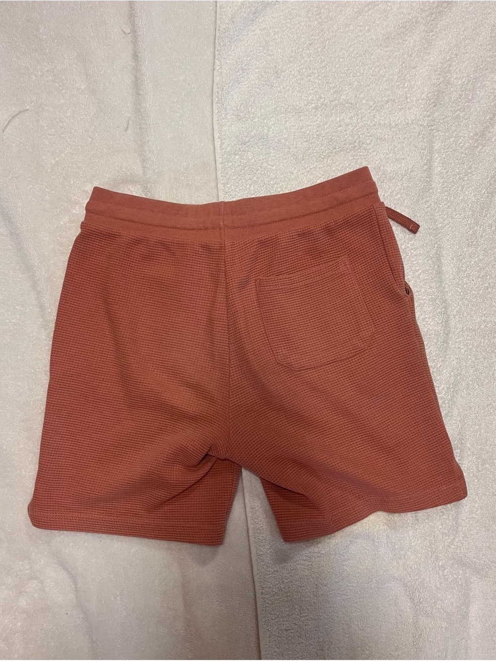 Primark Men's Waffle Knit Drawstring Shorts in Coral - Picture 2 of 3